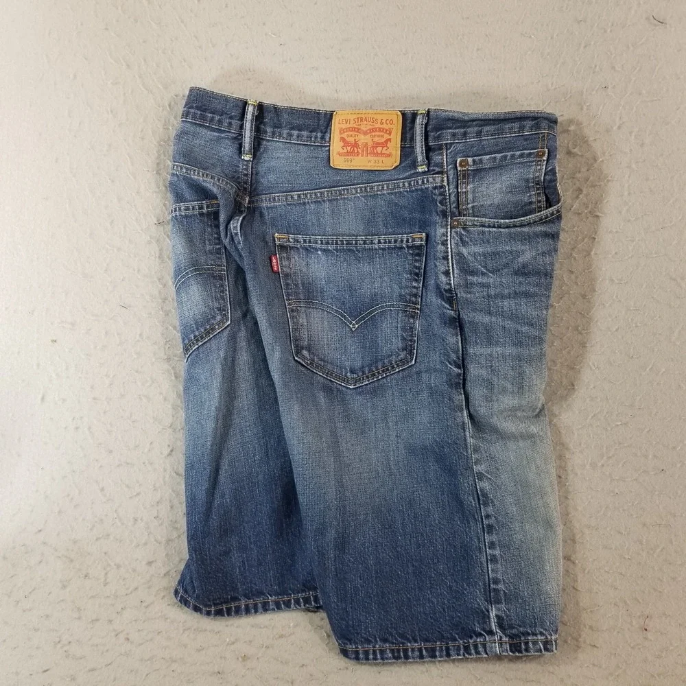 Levi's 569 shorts men's 33x12 relaxed fit blue denim‎ retro